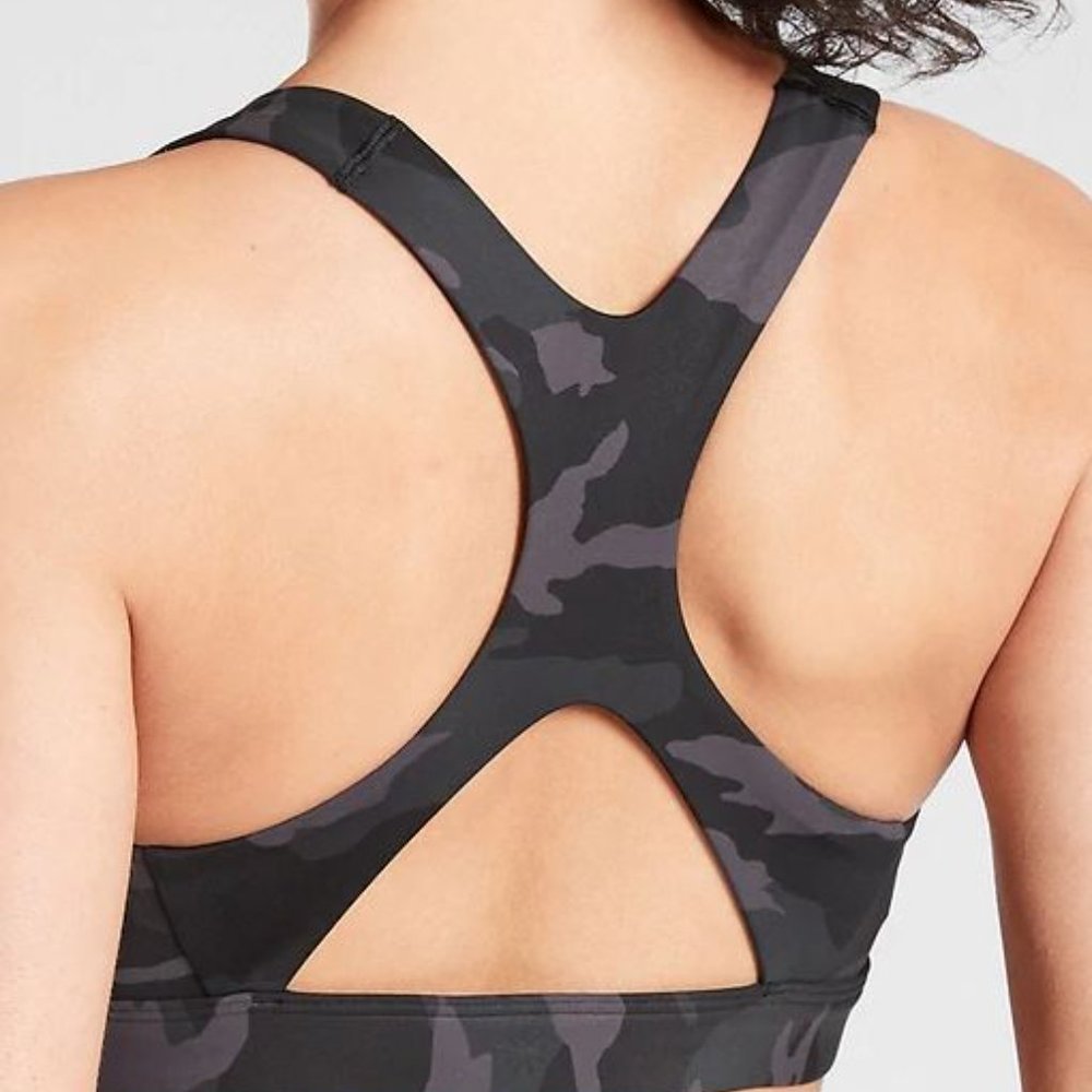 NWOT Athleta Black Ultimate Camo Printed Bra - Picture 3 of 8